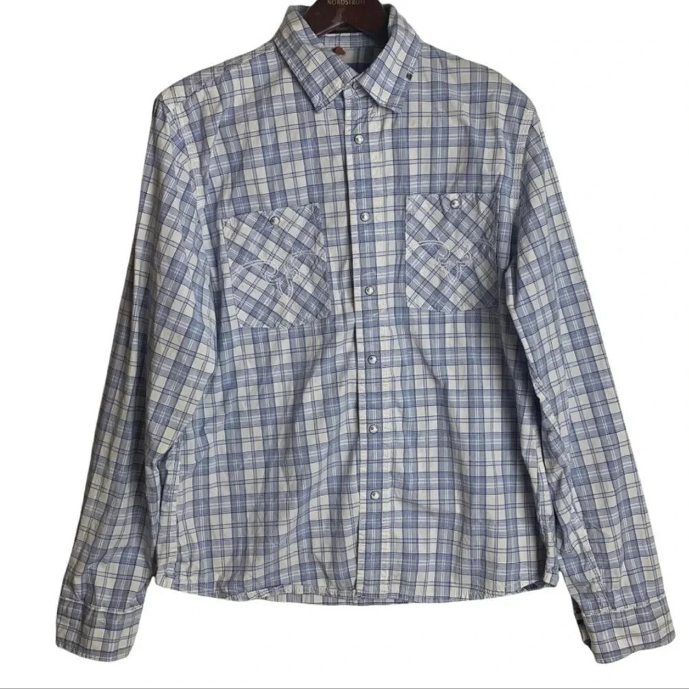 Rock Revival Men’s Plaid Western Pearl Snap Shirt Size XL